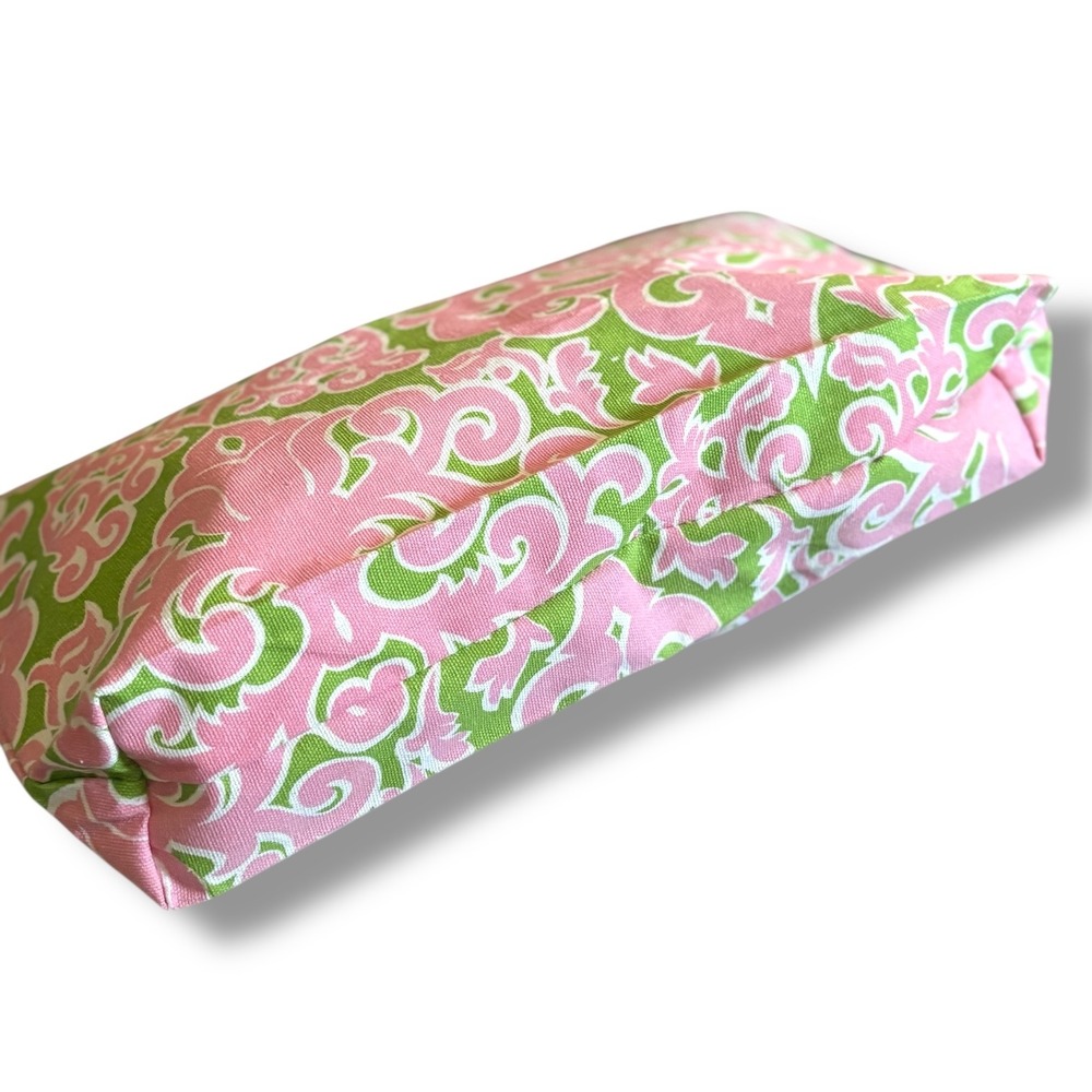 Buckhead Betties Large‎ Cosmetic Bag Pink Green Scroll Print Zipper Pouch - Picture 4 of 9
